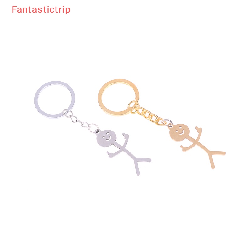 [Fantastictrip] Móc Khóa Mặt Hình Người Nhỏ Bằng Thép Không Gỉ Vui Nhộn Kiểu Mới