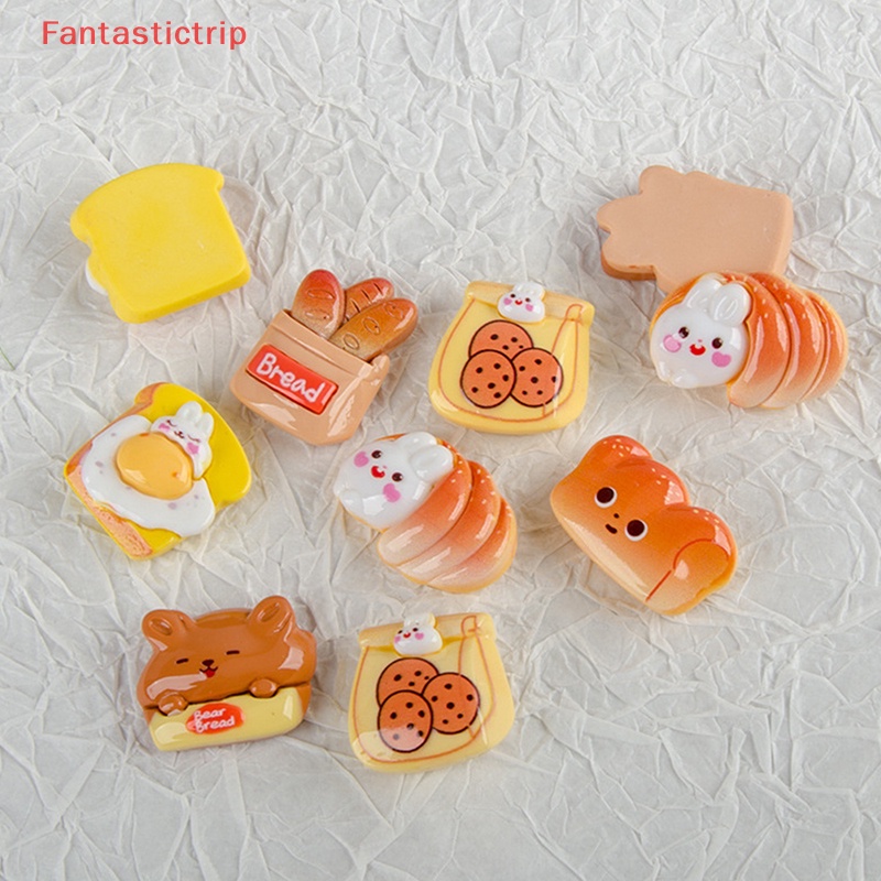 Set 5 Móc Khóa Hình Bánh Mì Nướng Bằng Nhựa Resin DIY Mới