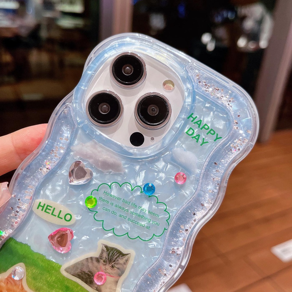 Ốp Điện Thoại TPU Dẻo Họa Tiết Hoạt Hình Có Nước Kim Tuyến Lấp Lánh Cho iPhone 12 13 14 Pro Max