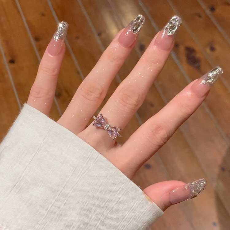 Nhẫn Bạc S925 Đính Đá Pha Lê Hồng Thời Trang Thanh Lịch Dành Cho Nữ