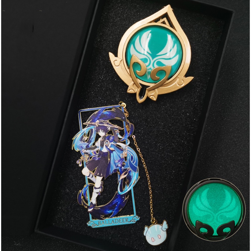 Ellen Genshin Bộ Kẹp Sách Bằng Kim Loại Họa Tiết Hoạt Hình Dễ Thương Dùng Làm Quà Tặng
