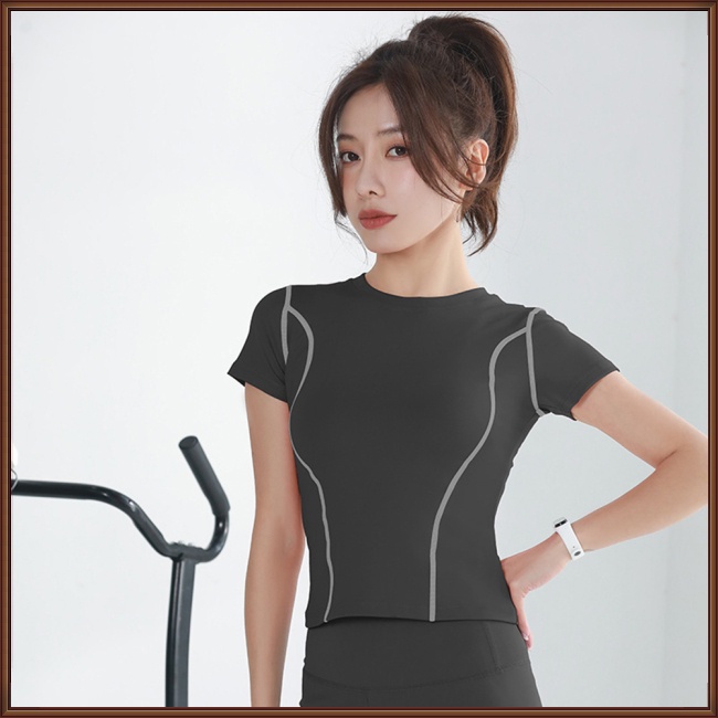 Áo Thun Thể Thao Ngắn Tay Ôm Dáng Thoáng Khí Mau Khô Chất Lượng Dành Cho Nữ