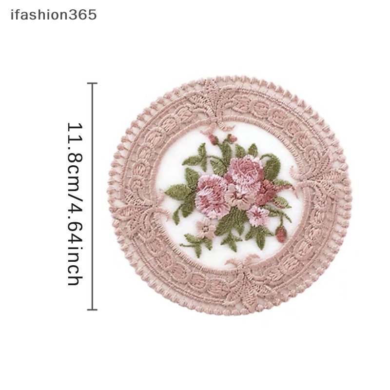 Tấm Lót Cốc Cà Phê Họa Tiết Ren Thêu Phong Cách Vintage 11.8cm ifashion365