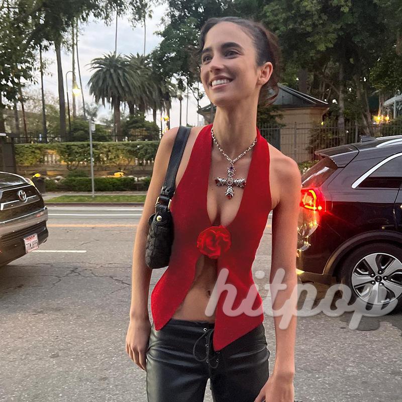 Áo Croptop Hai Dây Hở Lưng Họa Tiết Hoa Thời Trang Mùa Hè Dành Cho Nữ