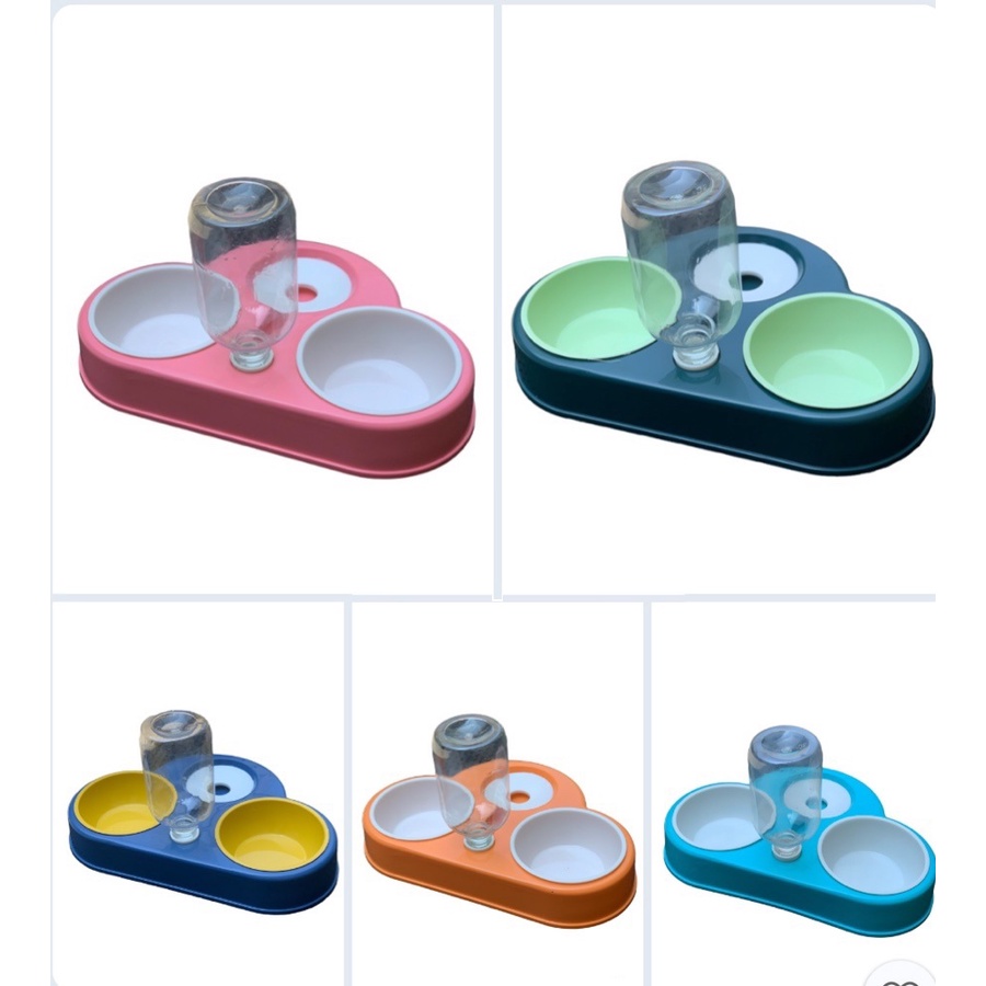 [ Mẫu mới ] Bát 3 ngăn có bát nhựa tháo rời đi kèm dễ dàng vệ sinh cho thú cưng chó mèo , có tặng kèm bình nước
