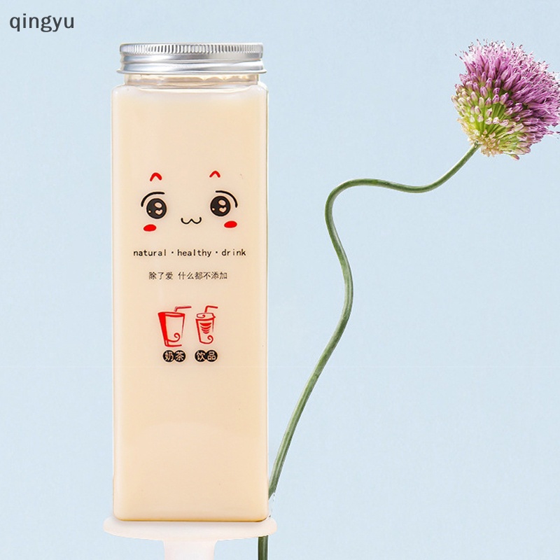 Cốc Uống Trà Sữa Hình Vuông 500ml In Họa Tiết Hoạt Hình Dễ Thương Dùng Một Lần