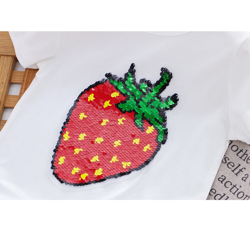 Áo Thun Tay Ngắn Bằng Cotton Đính Kim Sa Nhiều Màu Sắc Thời Trang Mùa Hè Mới Dành Cho Bé Gái 1-8 Tuổi