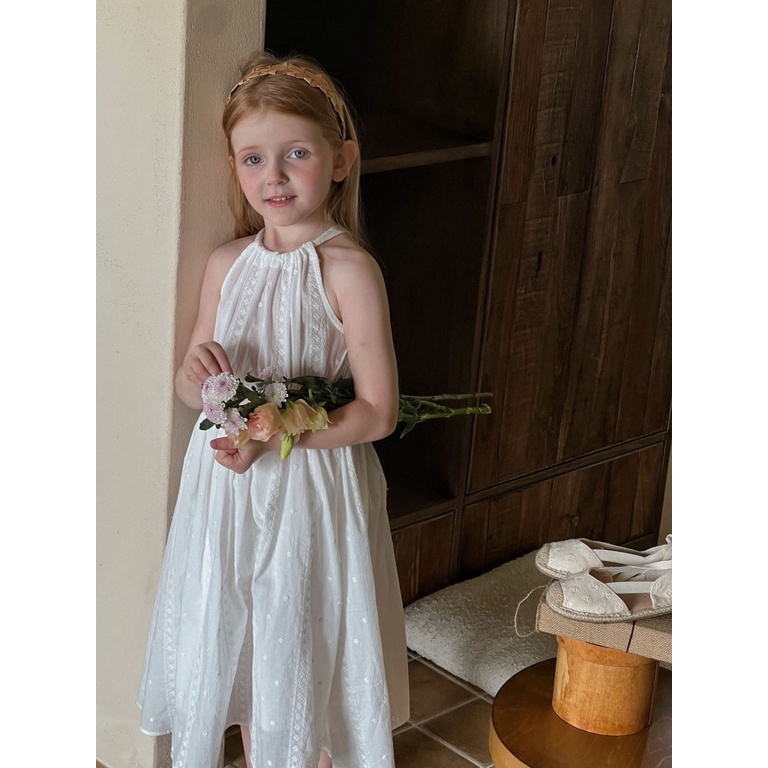 Đầm Hai Dây Dáng Dài Thêu Họa Tiết Phong Cách Hàn Quốc Thời Trang Mới Cho Bé Gái