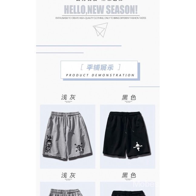 Quần Short Dáng Rộng In Hình one piece Mũ Rơm Luffy ins Siêu Hot Thời Trang Hàn Quốc