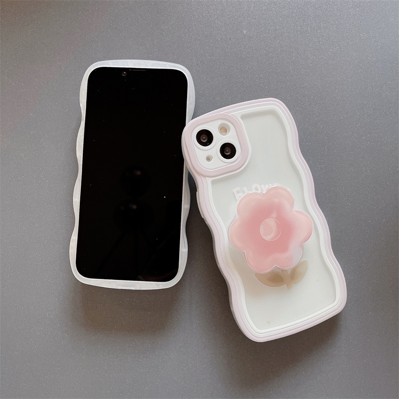 Ốp Lưng Trong Suốt Viền Mây - Mẫu Flower  - TSM002