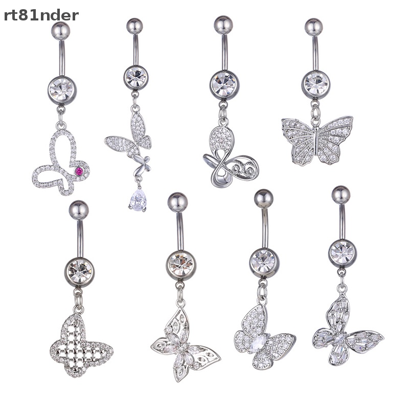 Rt Khuyên Rốn Bằng Đồng Đính Đá Zircon Hình Bướm Lấp Lánh Thời Trang Đẹp Mắt n