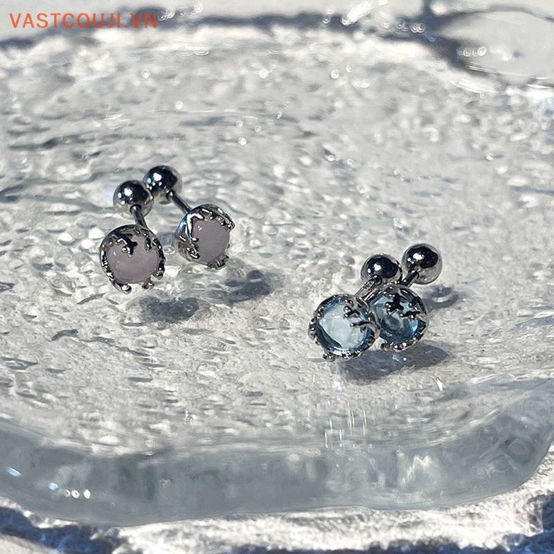 1 Đôi Khuyên Tai Nữ Đính Đá Nhiều Màu Thời Trang