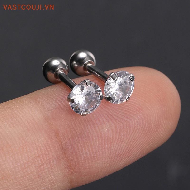 1 Đôi Bông Tai Pha Lê Nhiều Màu 5mm Thời Trang Cho Nữ