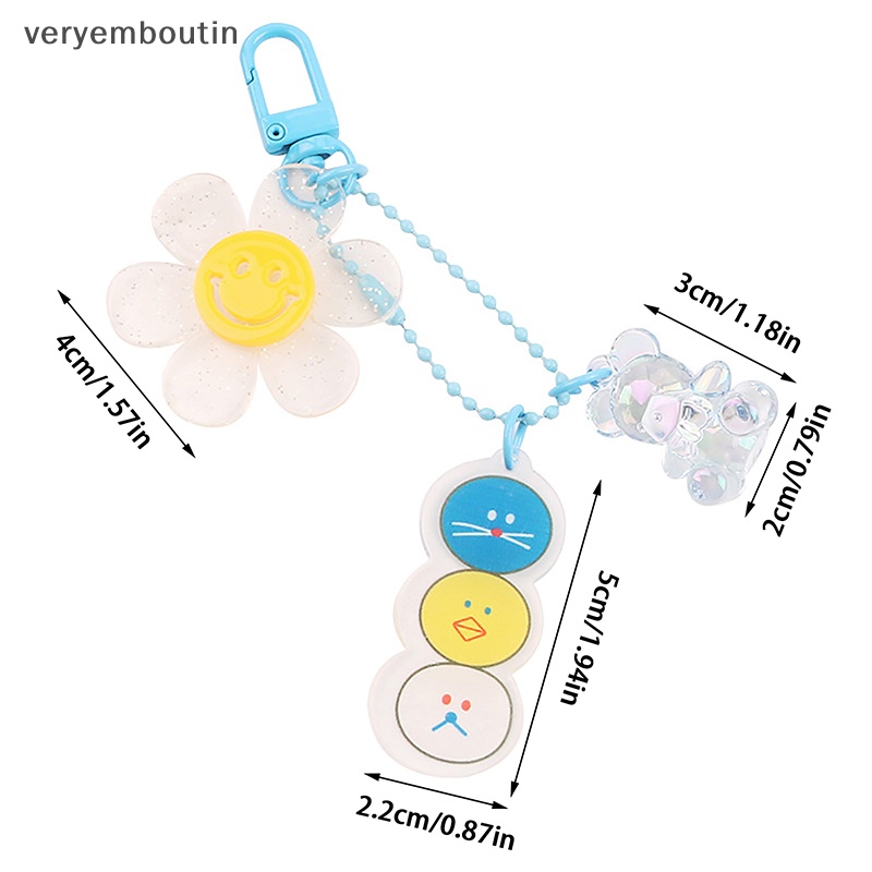 Móc Khóa Acrylic Trong Suốt Màu Kẹo Hình Hoa Hướng Dương Hoạt Hình Dễ Thương
