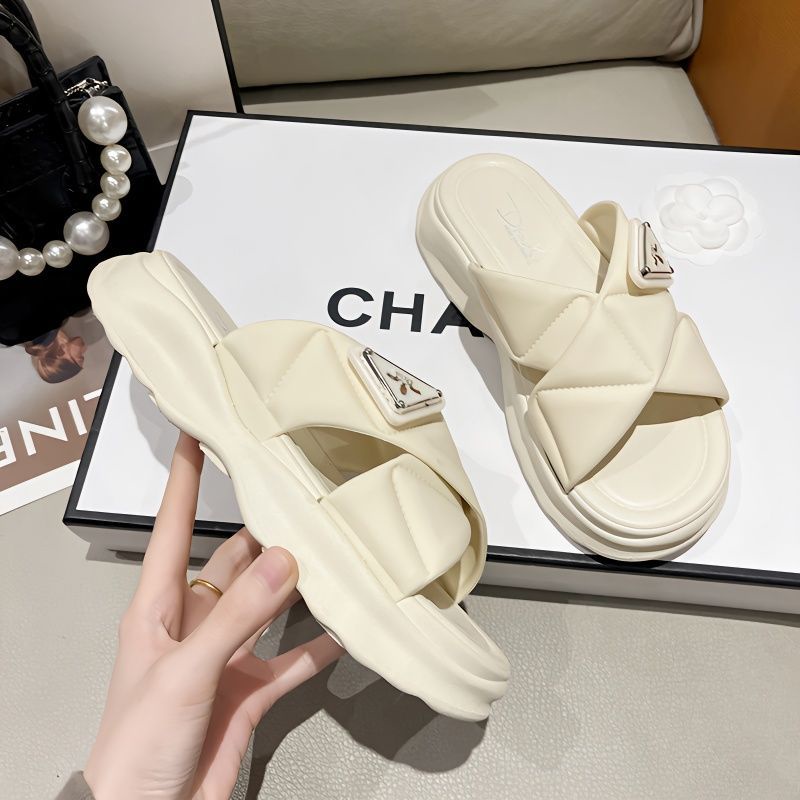 Dép lê nữ đế cao 3.5 quai chéo JDL, dép quai ngang nữ đế cao 5cm hàng quảng châu full hộp AA7400