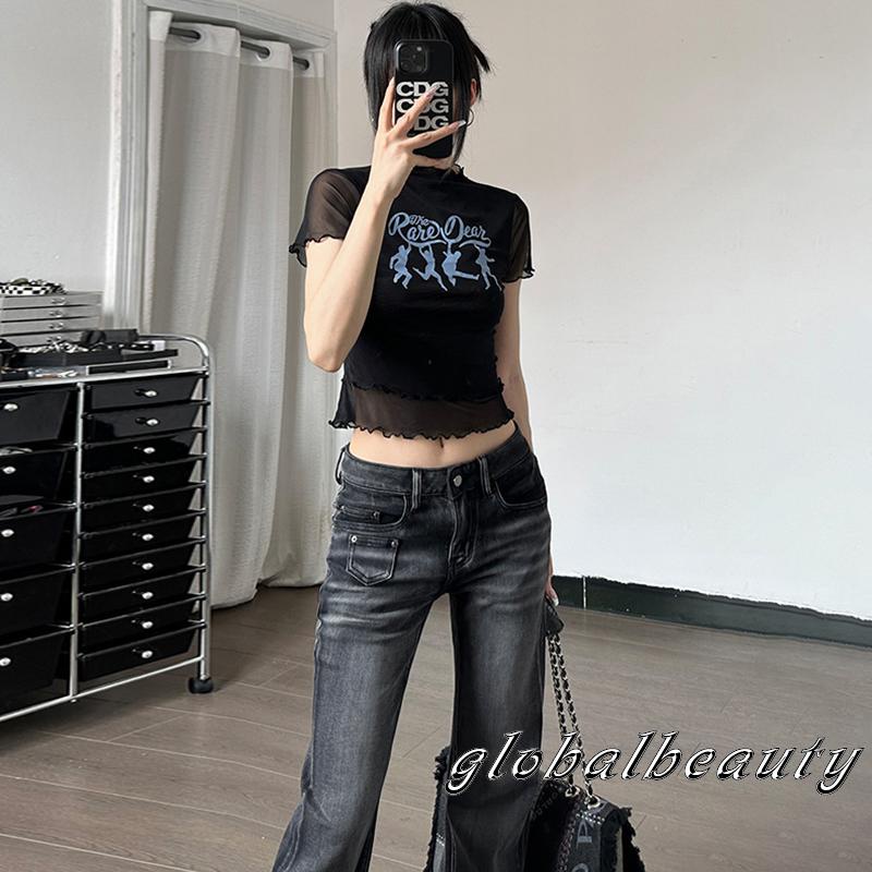 Áo Thun Crop Top Tay Ngắn In Chữ Lettuce Trim Thời Trang Mùa Hè Cho Nữ
