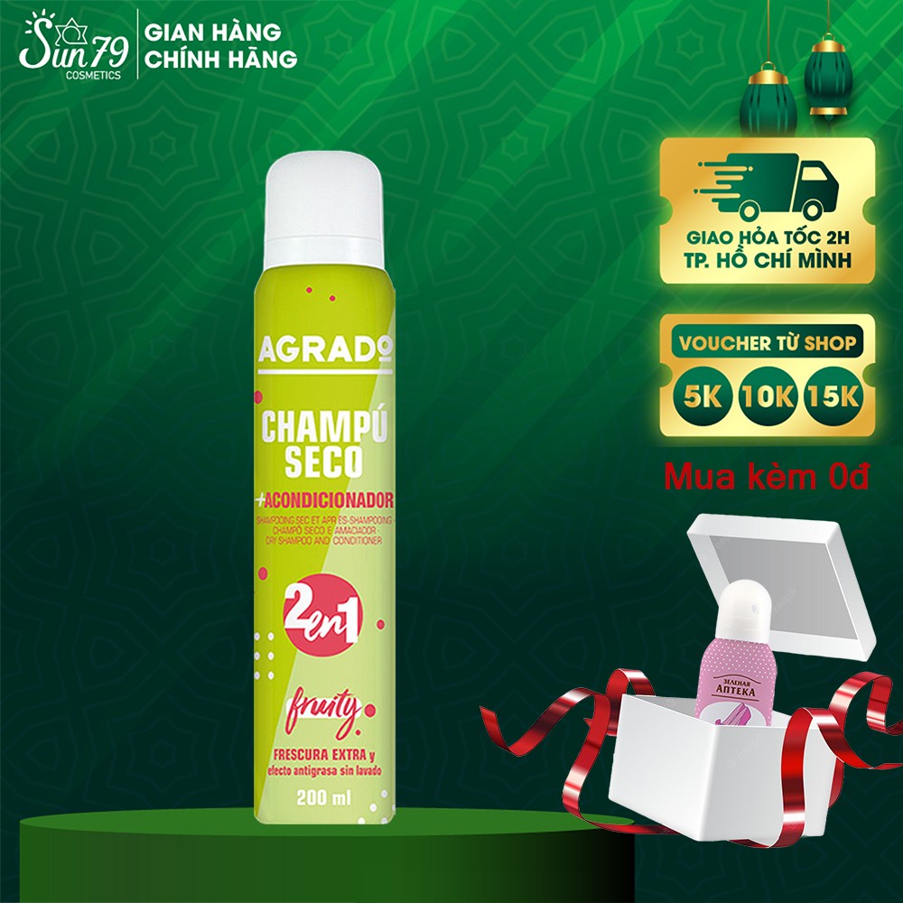 Dầu Gội Khô Hương Trái Cây Ngọt Ngào Agrado Fruity 200ml - XANH LÁ