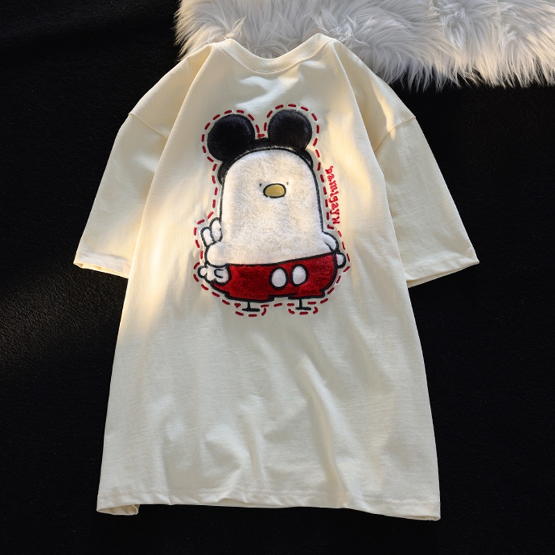 Áo Thun Tay Ngắn Chất Liệu 100% Cotton Cao Cấp Thời Trang Theo Phong Cách Hàn Quốc Cho Nữ