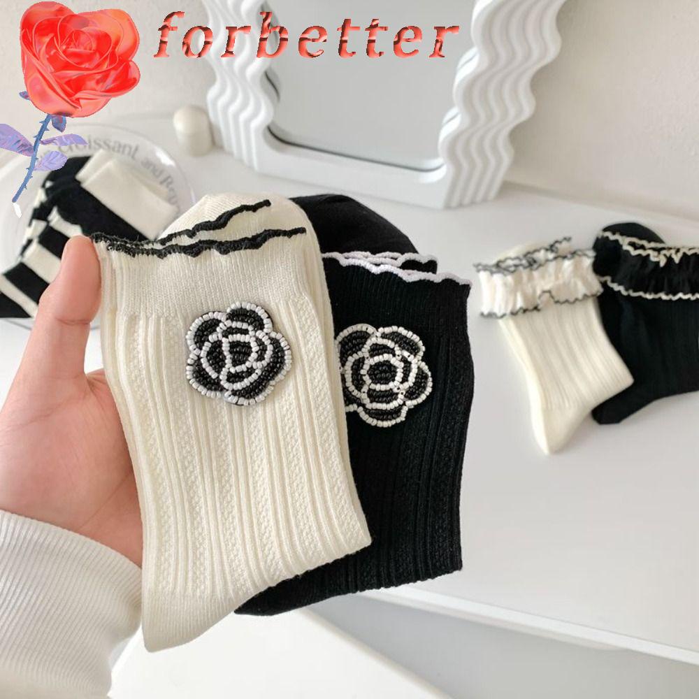 Vớ Cotton Dày Dặn Thoáng Khí Phối Bèo Dễ Thương Thời Trang Mùa Đông Cho Nữ