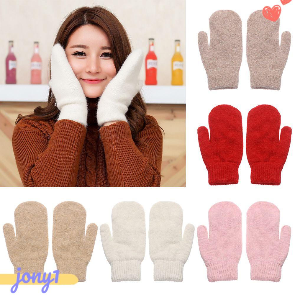 Jonye Găng Tay Lông Thỏ Mềm Mại Màu Trơn Giữ Ấm Mùa Đông