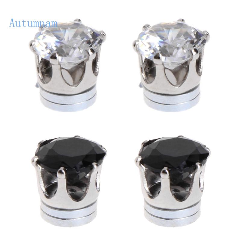 1 Đôi Bông Tai Tròn Màu Trắng Đính Đá Zircon Thời Trang