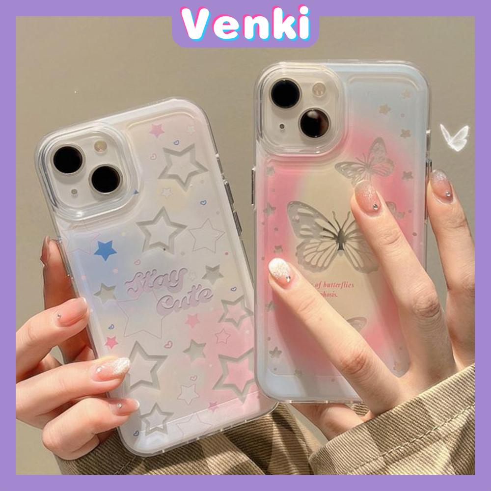 VENKI - Dành cho iPhone 11 Ốp lưng iPhone Clear Big Hole Space Case TPU Soft Case Bảo vệ chống sốc Camera Ngôi sao bướm dễ thương Tương thích với iPhone 14 13 Pro max 12 Pro Max xr xs 7 8