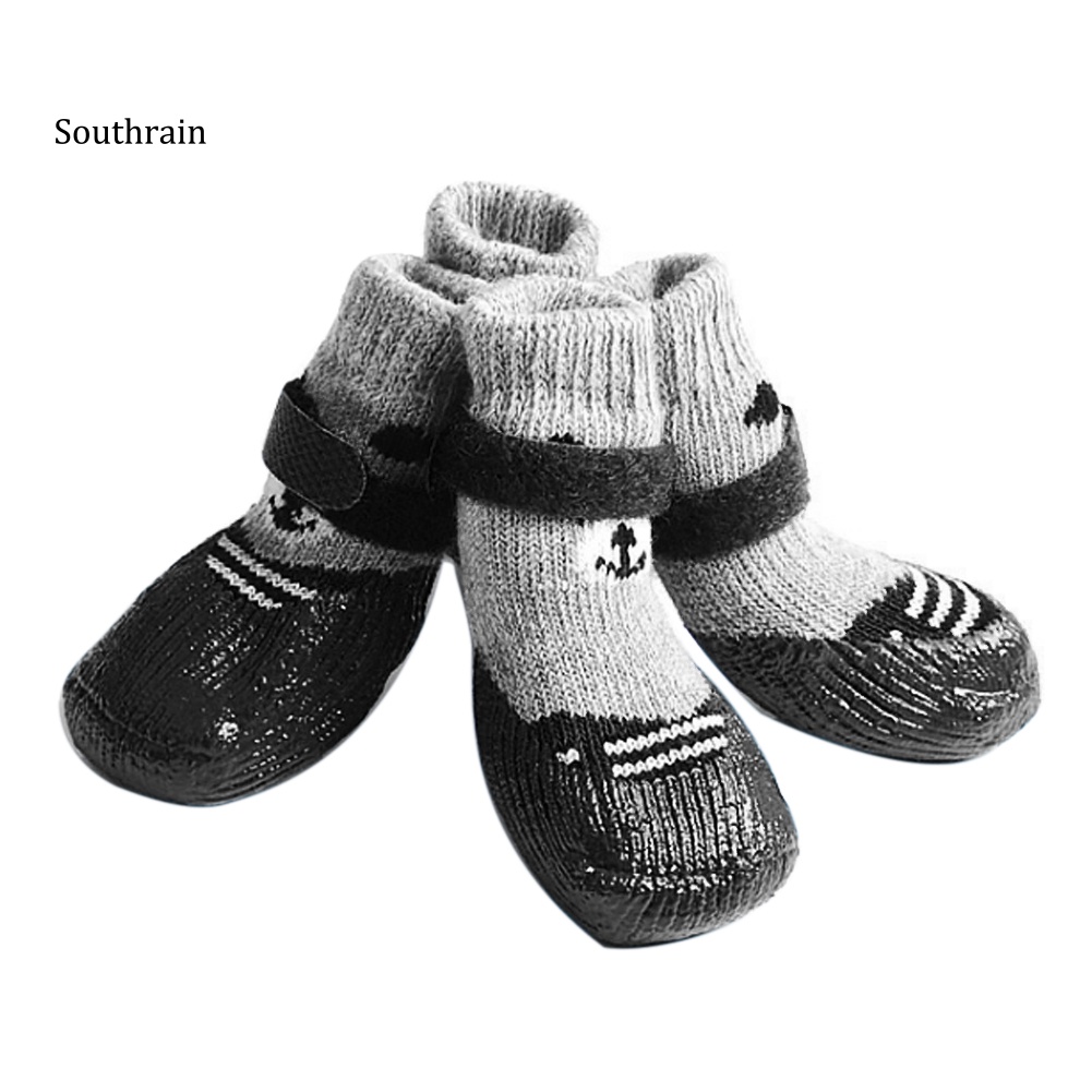 Bộ 4 Đôi Vớ Bằng Silicone Chống Trượt Cho Chó Mèo Đi Trong Nhà / Ngoài Trời