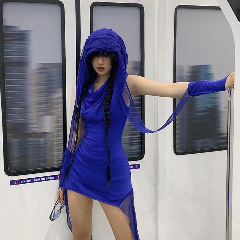 Đầm Ôm Dáng Có Nón Khoét Lỗ Thời Trang Đường Phố Cho Nữ