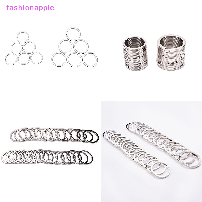 Set 100 Móc Khóa Tròn Bằng Thép Không Gỉ 2 Kích Cỡ