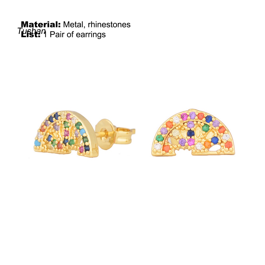 1 Đôi Bông Tai Hình Mặt Trăng Đính Đá Nhiều Màu Thời Trang