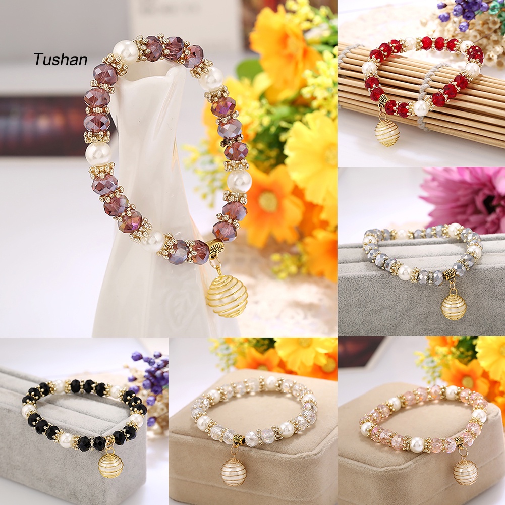 Vòng Tay Chuỗi Hạt Ngọc Trai Nhân Tạo Xoắn Ốc Thanh Lịch Dành Cho Nữ