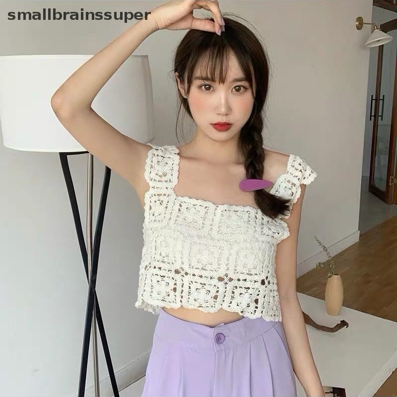 Áo Hai Dây Dệt Kim Thêu Họa Tiết Rỗng Kiểu Vintage Thời Trang Mùa Hè Cho Bạn Gái SBS