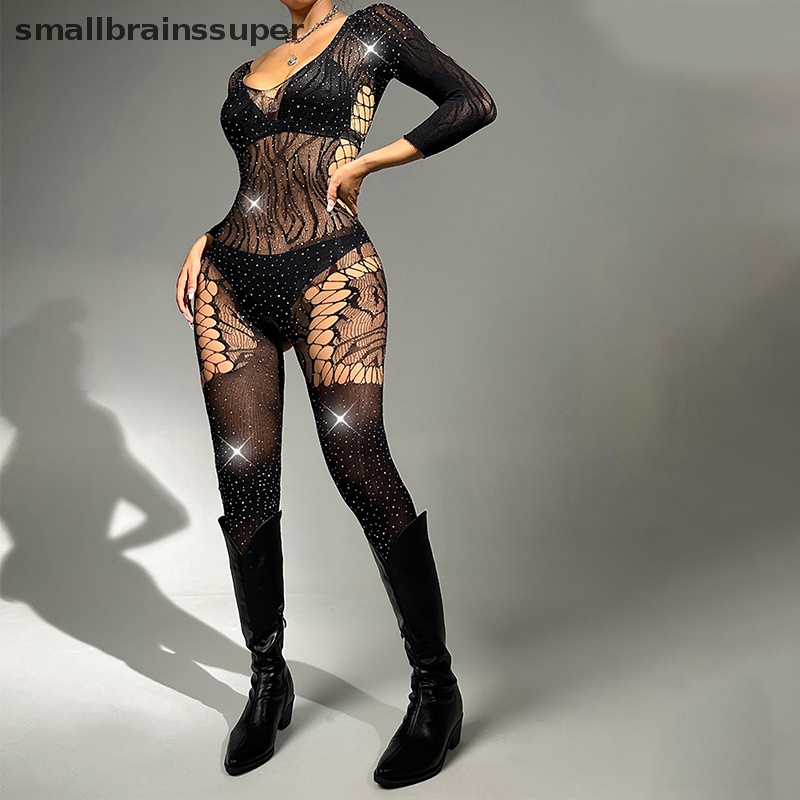 Bộ Đồ Lót Lưới Liền Thân Đính Đá Quyến Rũ Cho Nữ SBS