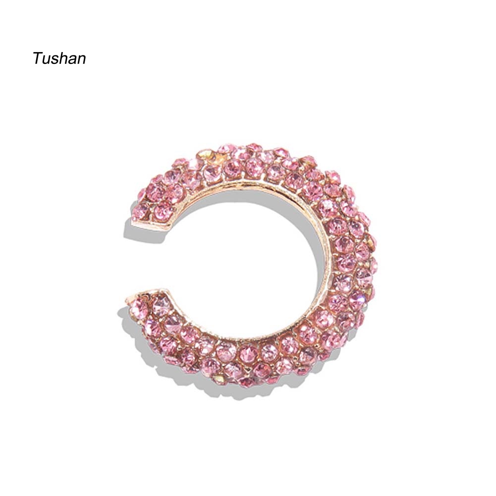 1 Khuyên Kẹp Vành Tai Chữ C Đính Đá Thời Trang