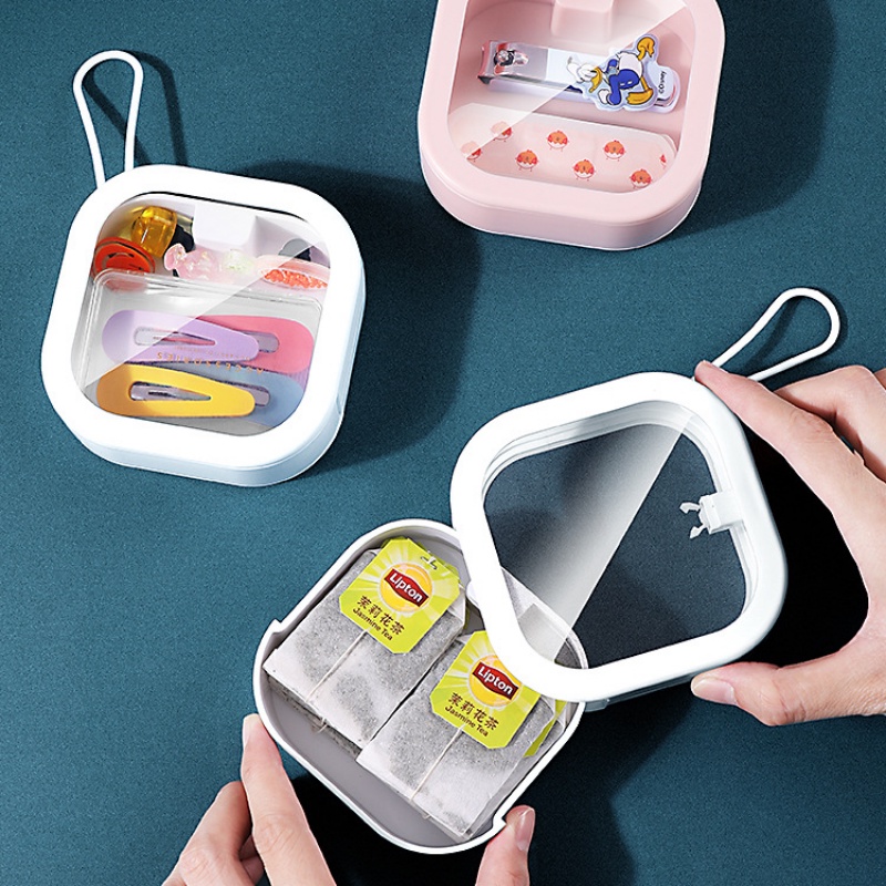 Hộp Nhựa Trong Suốt Đựng Kẹp Tóc / Trang Sức Để Bàn Chống Bụi Tiện Dụng Mang Theo Du Lịch