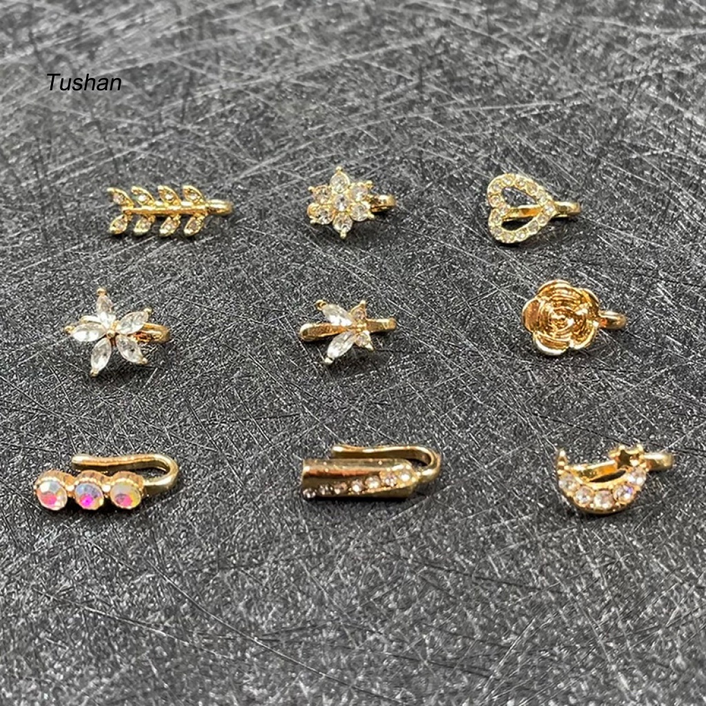 Set 9 Khuyên Mũi Đính Đá Thời Trang Cho Nữ