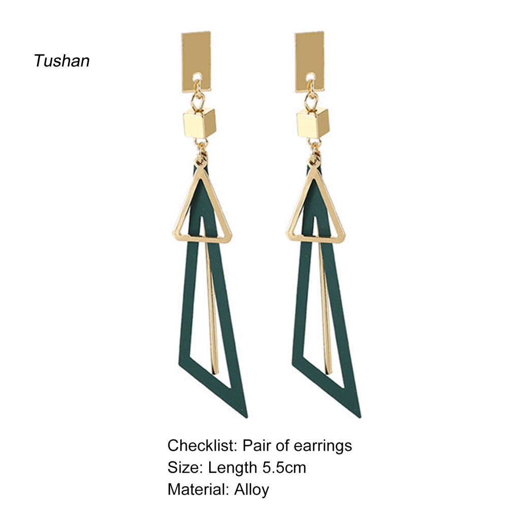 1 Đôi Bông Tai Hình Tam Giác Nhiều Màu Thời Trang Dành Cho Nữ