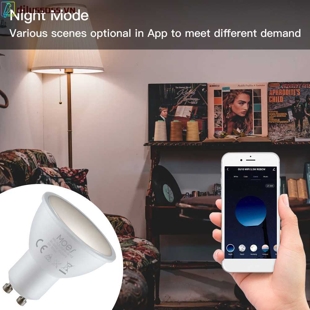 Bóng Đèn Thông Minh MoesHouse GU10 400LM Wi-Fi 2.4GHz RGB Thay Đổi Màu Sắc