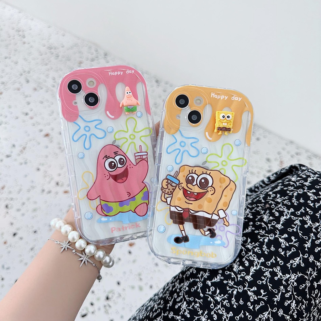 Ốp Điện Thoại Tpu Mềm Trong Suốt Chống Sốc In Hình Spongebob Cho iPhone 13 12 11 Pro Max 14 Plus