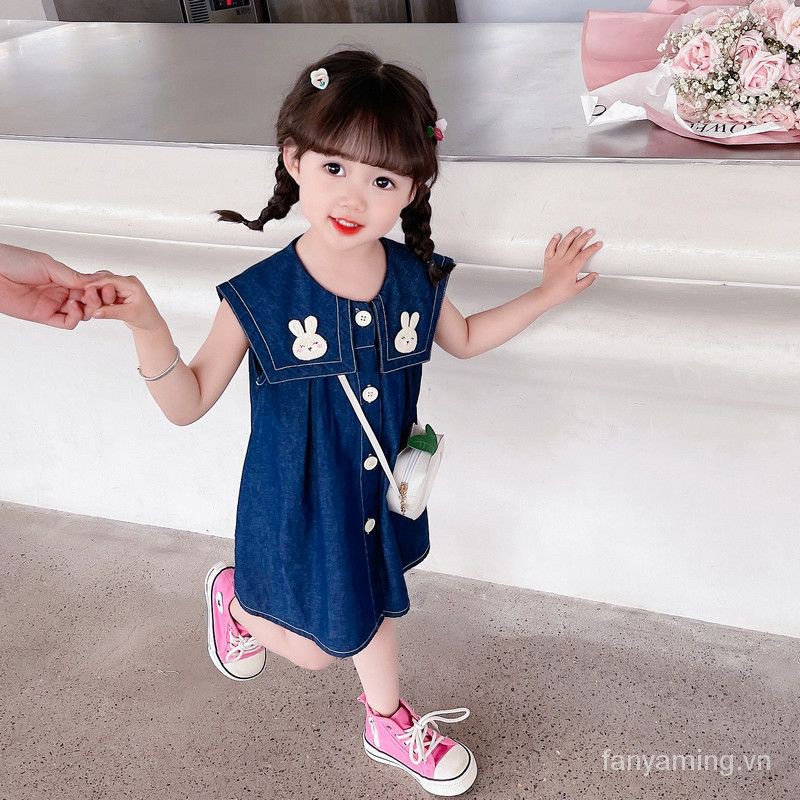 Đầm Denim Sát Nách Màu Trơn Phong Cách Thời Trang Mùa Hè Mới 2023 CXP5
