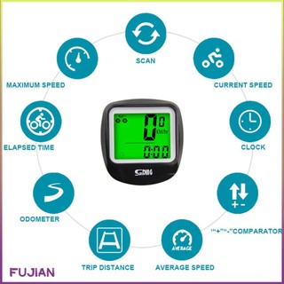 Sunding Bike Computer Speedometer Wired Waterproof Bicycle Odometer Cycle Multi-Function Lcd Back-Light Display [B/4]