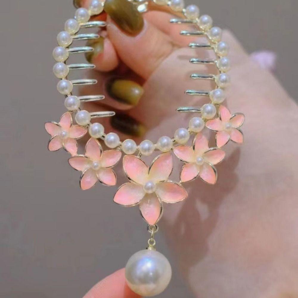 Kẹp Tóc Càng Cua Cố Định Tóc Đuôi Ngựa Bằng Hợp Kim Đính Hoa Phong Cách Vintage Thời Trang Cho Nữ