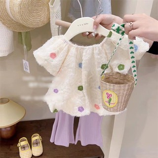 Bộ Đồ Thể Thao Áo Tay Ngắn Phối Quần Dài Chống Muỗi Họa Tiết Chấm Bi Kiểu Hàn Quốc Thời Trang Mùa Hè Cho Bé Gái