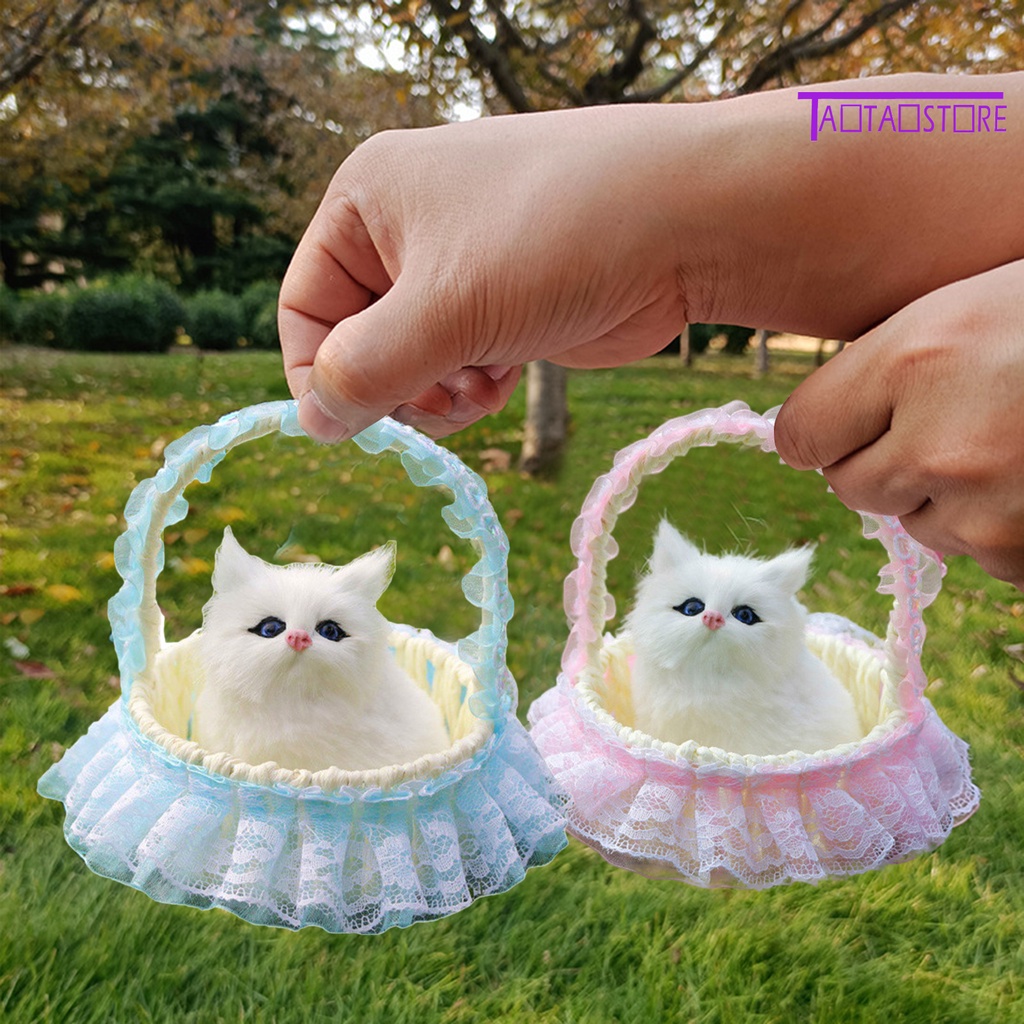 Đồ trang trí Chú Mèo 3D Bằng Lông Nhân Tạo Có Âm Thanh Sống Động Trang Trí Xe Hơi