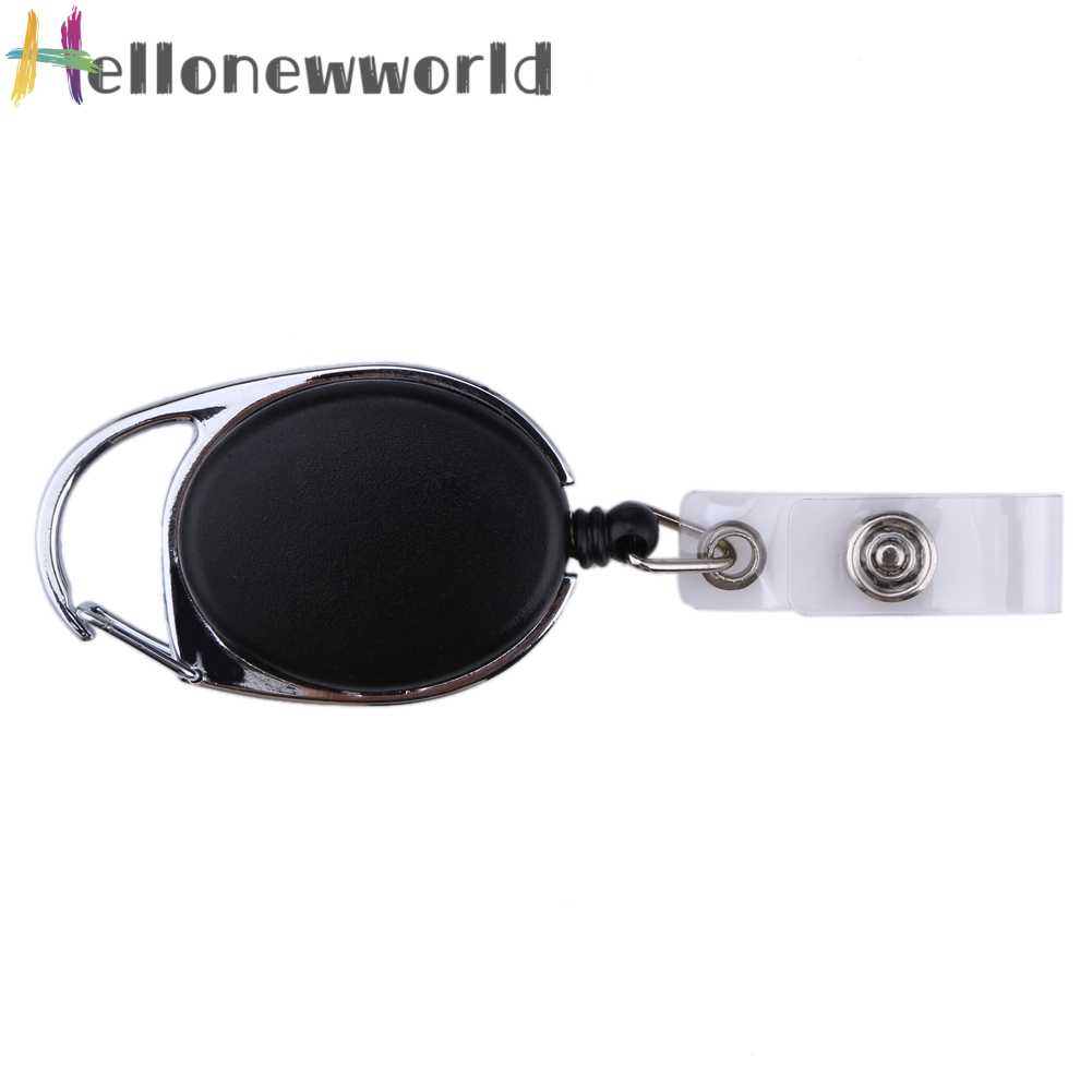 2 Móc Khóa Gắn Thẻ Tên ID Màu Đen Có Thể Thu Gọn