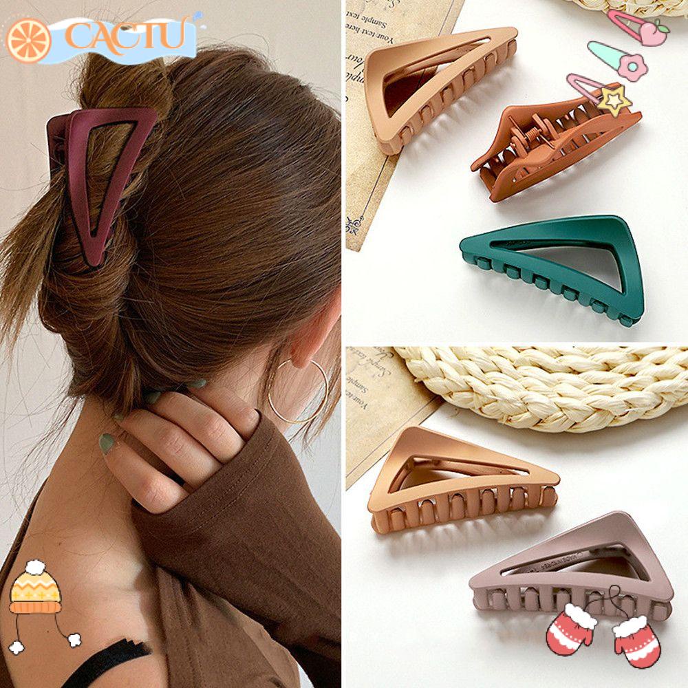 Kẹp Móng Vuốt Tam Giác Bằng Acrylic Nhám Màu Đơn Giản Cho Nữ Mờ /