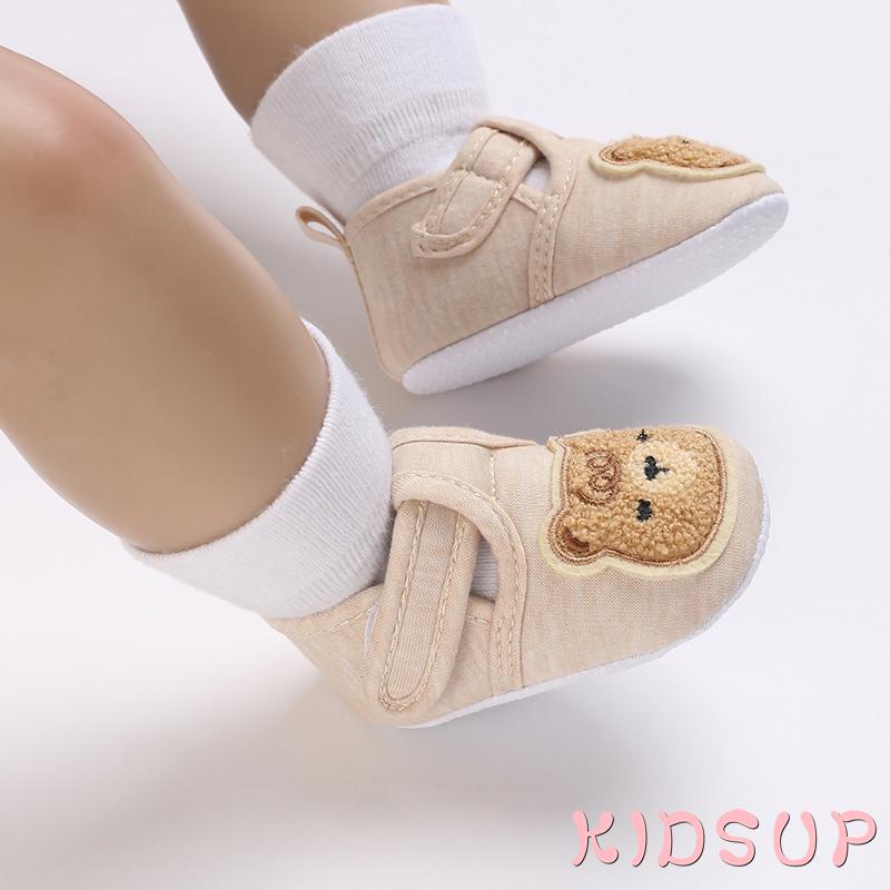 1-giày Vải Canvas Chống Trượt In Hình Gấu Hoạt Hình Dễ Thương Cho Bé