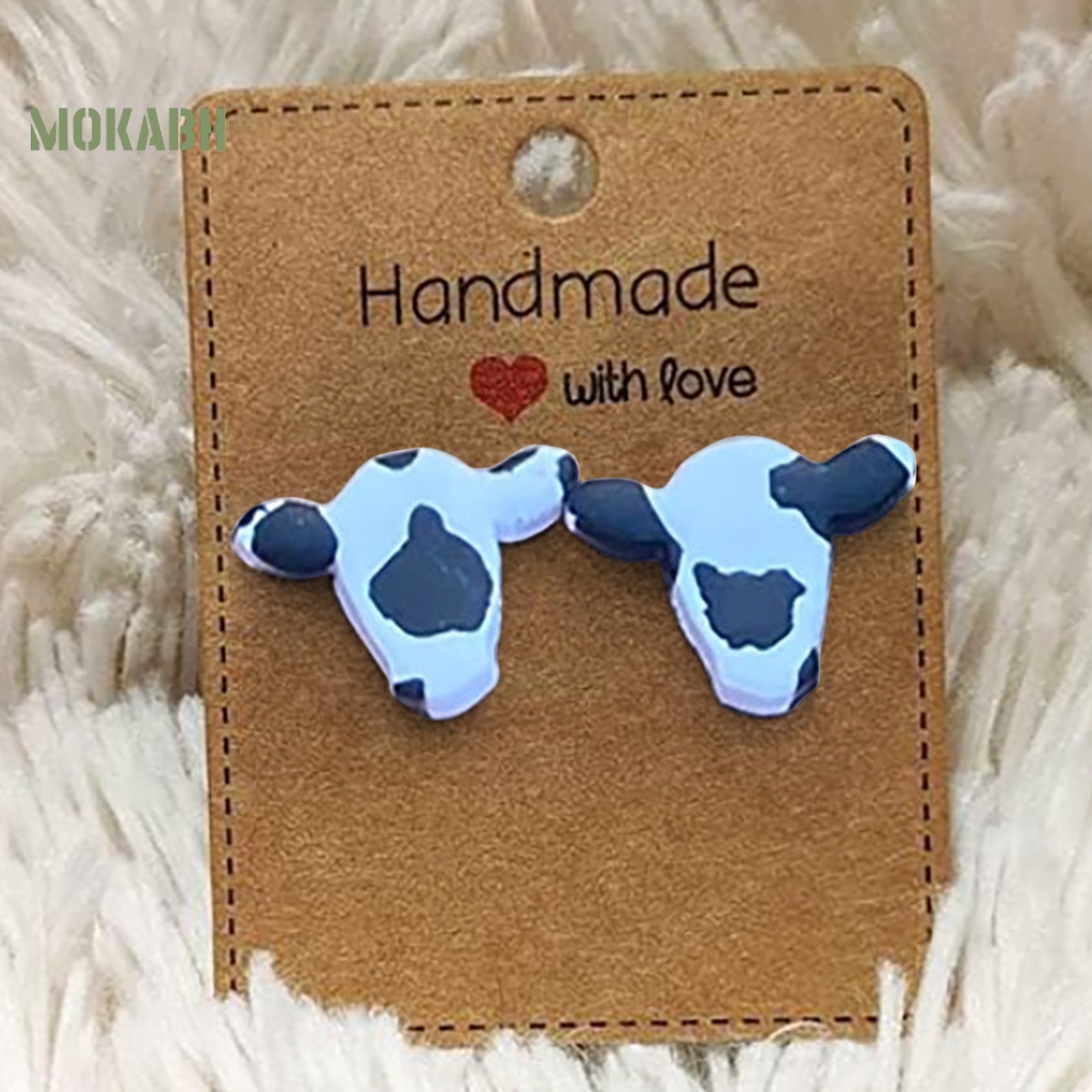 1 Đôi Bông Tai Hình Bò Sữa Bằng Acrylic Màu Trơn Dễ Thương Không Gây Dị Ứng Dành Cho Nữ