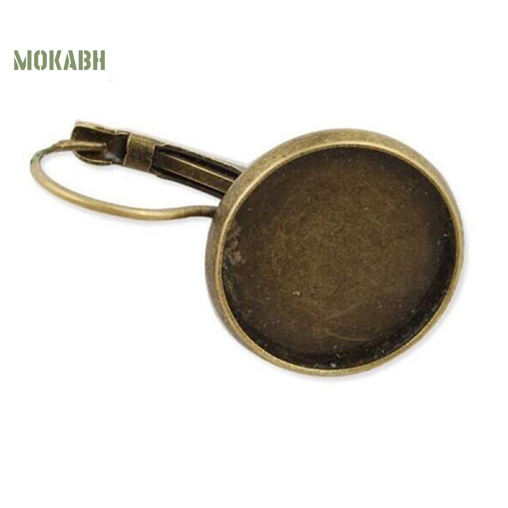 1 Đôi Bông Tai Mặt Kính Cabochon Hình Chim Công 2 Màu Phong Cách Vintage