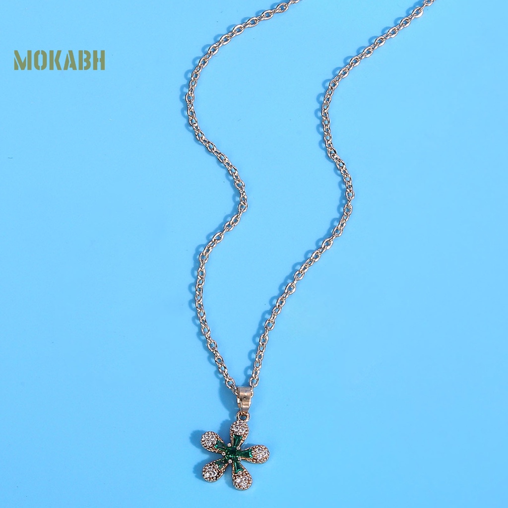 1 Bộ Vòng cổ + Bông Tai Đính Đá Zircon Hình Hoa Lấp Lánh Cho Nữ